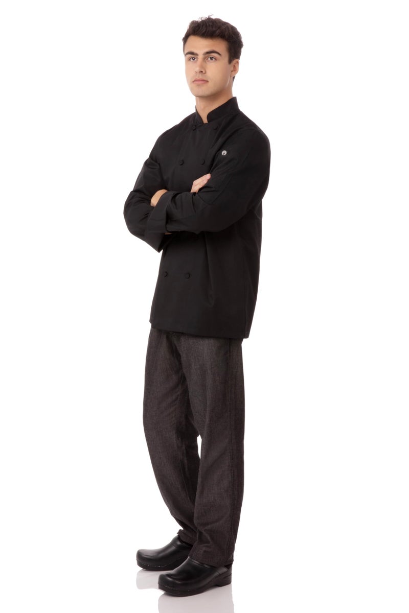Chef Works Men's Calgary Cool Vent Chef Coat, Black, Medium - Image 2